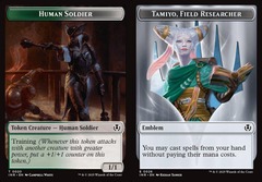 Human Soldier (0020) // Tamiyo, Field Researcher Emblem (0026) Double-Sided Token